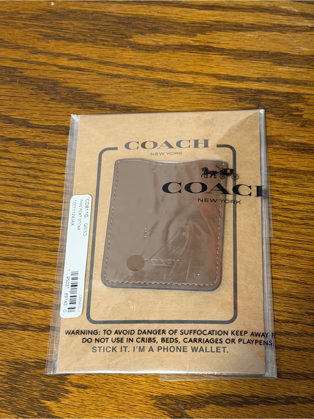 COACH Brown Leather Stick-On Phone Wallet